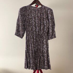 LOFT Petite Dotted Godet Mini Flare Dress in Cacao Nib aka brown in size XSP